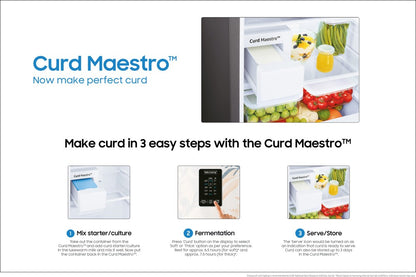 SAMSUNG 244 L Frost Free Double Door 3 Star Convertible Refrigerator  with Curd Maestro - Mystic Overlay White, RT28T3A336W/HL