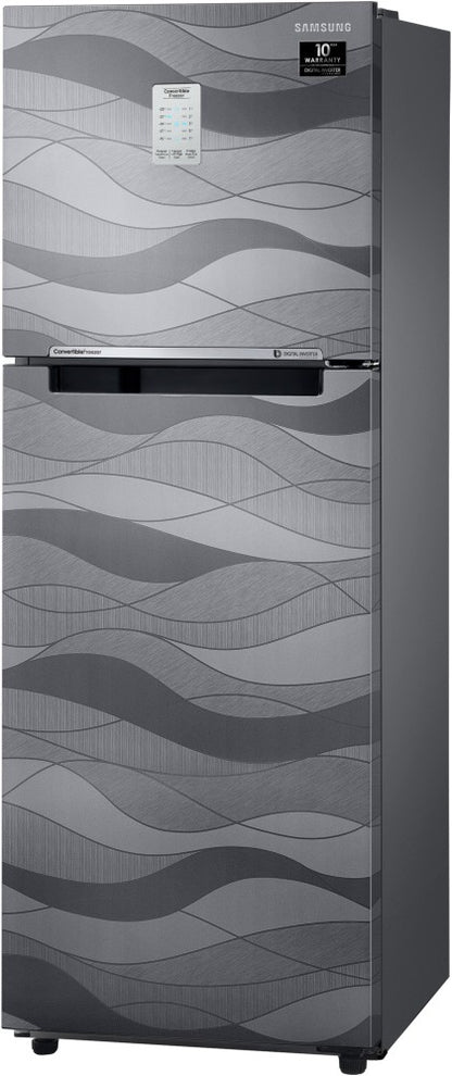 SAMSUNG 253 L Frost Free Double Door 3 Star Convertible Refrigerator - Inox Wave, RT28T3753NV/HL