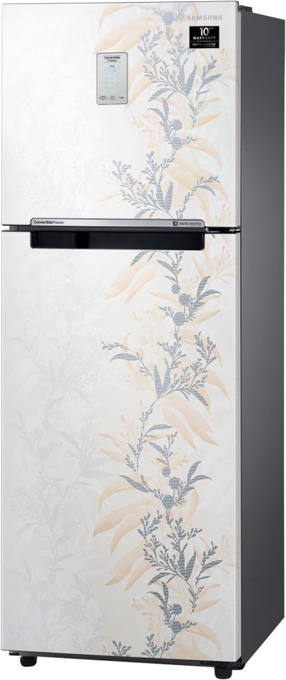 SAMSUNG 244 L Frost Free Double Door 3 Star Convertible Refrigerator  with Curd Maestro - Mystic Overlay White, RT28T3A336W/HL