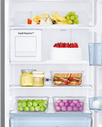 SAMSUNG 244 L Frost Free Double Door 3 Star Convertible Refrigerator  with Curd Maestro - Mystic Overlay White, RT28T3A336W/HL