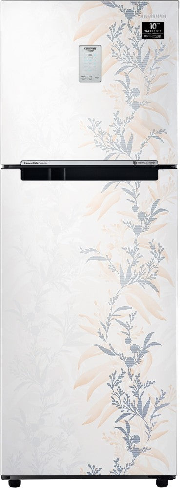 SAMSUNG 244 L Frost Free Double Door 3 Star Convertible Refrigerator  with Curd Maestro - Mystic Overlay White, RT28T3A336W/HL