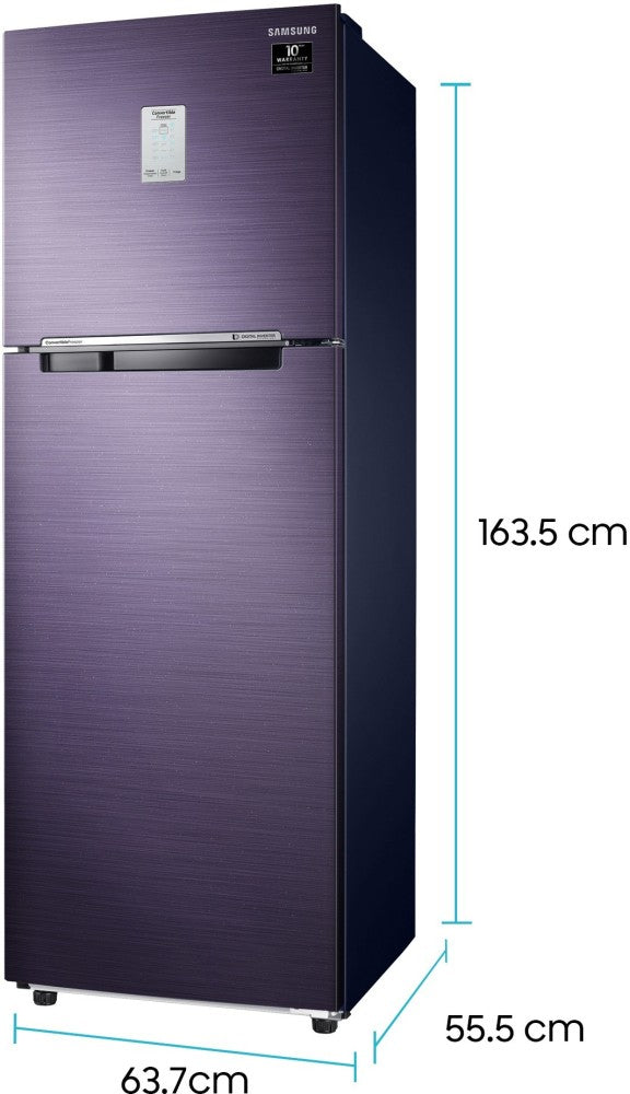 SAMSUNG 265 L Frost Free Double Door 3 Star Convertible Refrigerator  with Curd Maestro - Pebble Blue, RT30T3A23UT/HL