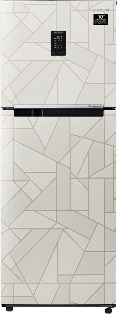 SAMSUNG 314 L Frost Free Double Door 3 Star Refrigerator - Marble White, RT34A4533WX/HL