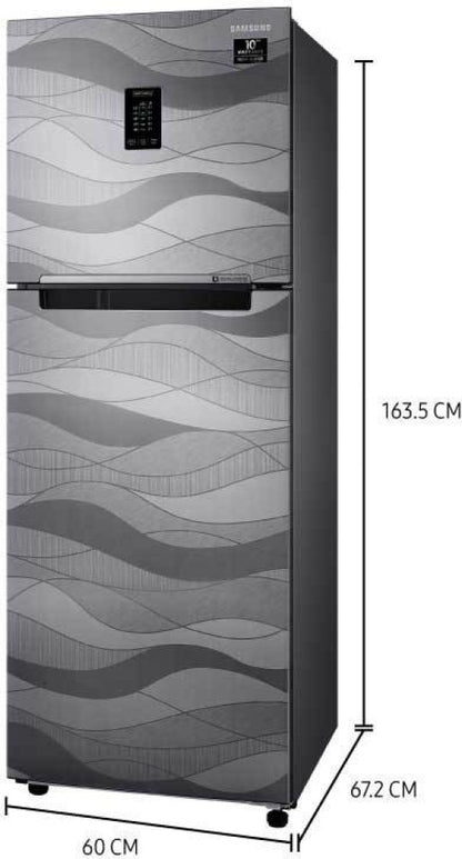 SAMSUNG 314 L Frost Free Double Door 2 Star Refrigerator  with Curd Maestro - Wave Steel, RT34T4632NV/HL