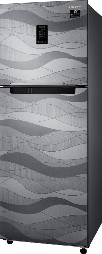 SAMSUNG 314 L Frost Free Double Door 2 Star Refrigerator  with Curd Maestro - Wave Steel, RT34T4632NV/HL