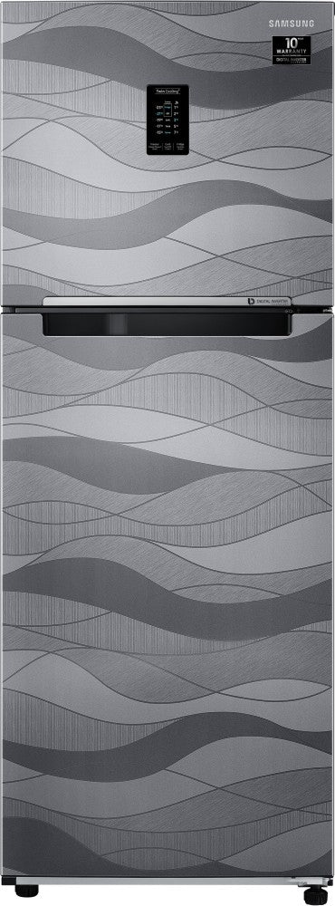 SAMSUNG 314 L Frost Free Double Door 2 Star Refrigerator  with Curd Maestro - Wave Steel, RT34T4632NV/HL