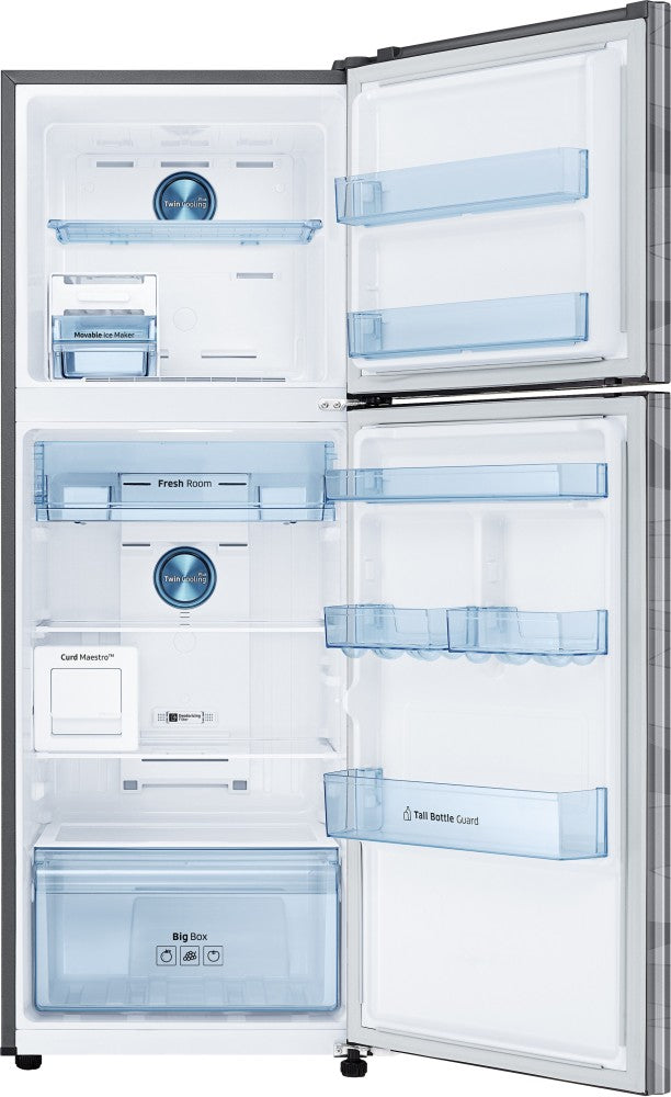 SAMSUNG 314 L Frost Free Double Door 2 Star Refrigerator  with Curd Maestro - Wave Steel, RT34T4632NV/HL