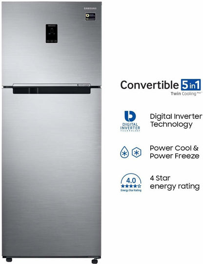 SAMSUNG 415 L Frost Free Double Door 3 Star Convertible Refrigerator - Elegant Inox, RT42B553ES8/TL