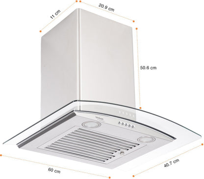 Hindware Sabina SS 60 Wall Mounted Chimney - Inox 1100 CMH/ m3/h