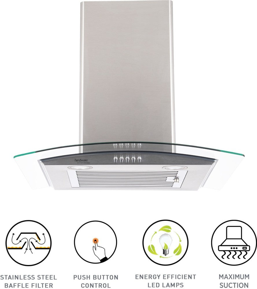 Hindware Sabina SS 60 Wall Mounted Chimney - Inox 1100 CMH/ m3/h