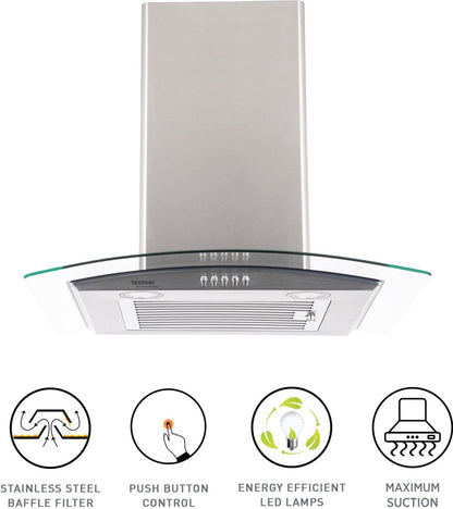 Hindware Sabina SS 60 Wall Mounted Chimney - Inox 1100 CMH/ m3/h