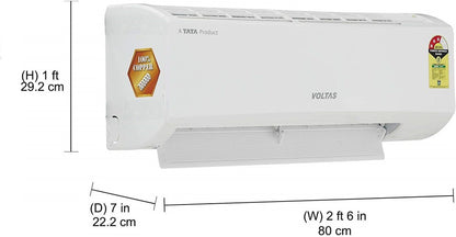 Voltas 0.8 Ton 3 Star Split AC  - White - 103 DZX (R32)/103 DZX, Copper Condenser