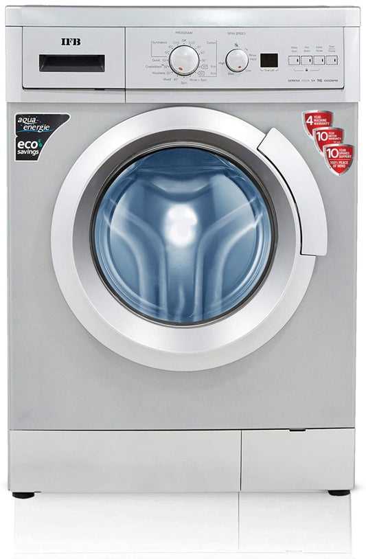 IFB 7 kg Aqua Energie, Self Diagnosis 4 years Comprehensive Warranty Fully Automatic Front Load Washing Machine with In-built Heater Silver - Serena Aqua Sx LDT 7.0 KG