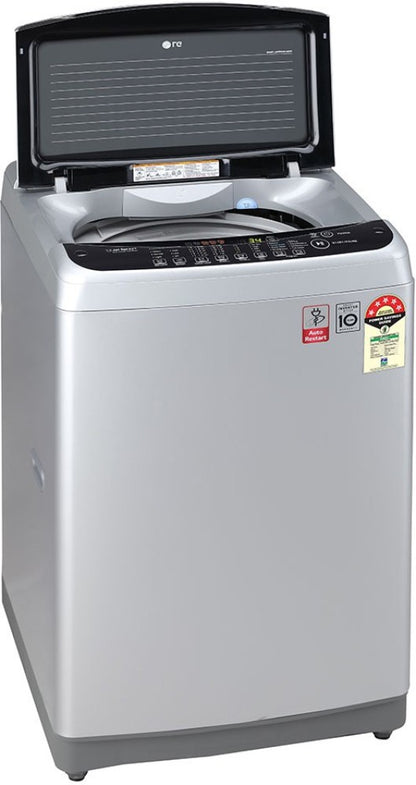 LG 8 kg with Jet Sprey, Auto Pre Wash, Smart Diagnosis, Smart Closing Door and 10 Water Levels Fully Automatic Top Load Washing Machine Silver - T80SJSF1Z