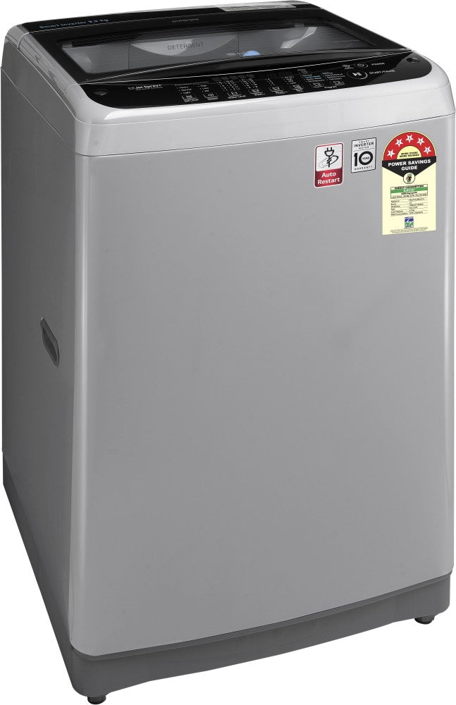 LG 9 kg with Jet Sprey, Auto Pre Wash, Smart Diagnosis, Smart Closing Door and 10 Water Levels Fully Automatic Top Load Washing Machine Silver - T90SJSF1Z