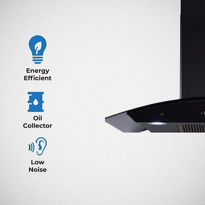 Elica TBFL HAC TOUCH 90 MS NERO Auto Clean Wall Mounted Chimney - Black 1200 CMH