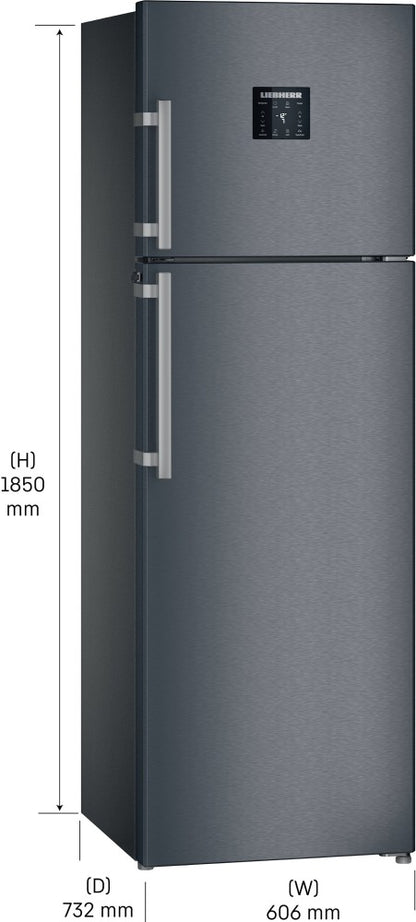 Liebherr 350 L Frost Free Double Door Top Mount 2 Star Refrigerator - Cobalt Steel, TDcs 3565-20