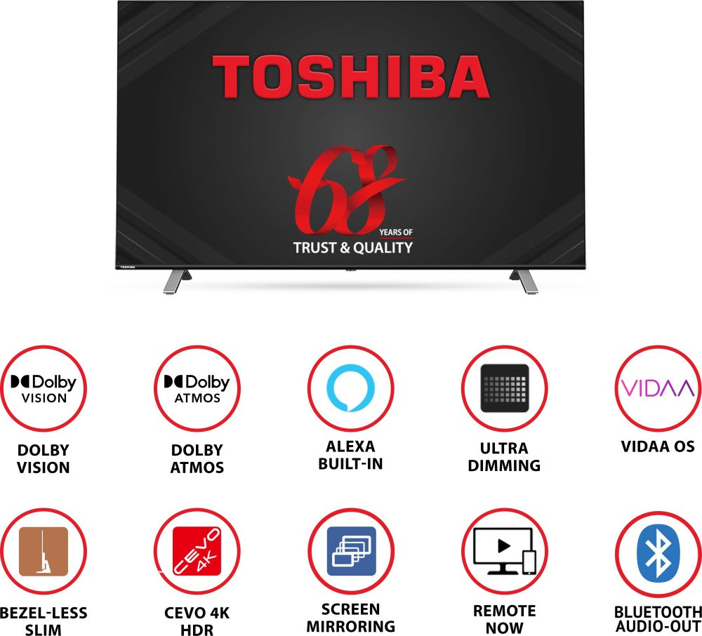 तोशिबा U50 सीरीज 126 सेमी (50 इंच) अल्ट्रा एचडी (4K) एलईडी स्मार्ट VIDAA टीवी डॉल्बी विजन और एटीएमओएस के साथ - 50U5050