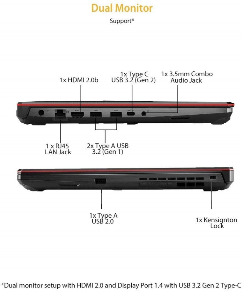 Asus TUF गेमिंग F15 Core i5 10th Gen - (8 GB/512 GB SSD/Windows 11 Home/4 GB ग्राफ़िक्स/NVIDIA GeForce GTX 1650/144 Hz) FX506LHB-HN355WS गेमिंग लैपटॉप - 15.6 इंच, काला, 2.3 kg, MS Office के साथ