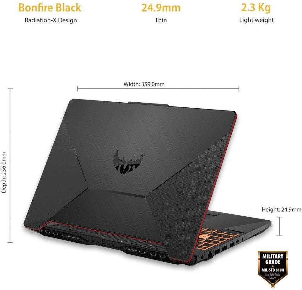 Asus TUF गेमिंग F15 Core i5 10th Gen - (8 GB/512 GB SSD/Windows 11 Home/4 GB ग्राफ़िक्स/NVIDIA GeForce GTX 1650/144 Hz) FX506LHB-HN355WS गेमिंग लैपटॉप - 15.6 इंच, काला, 2.3 kg, MS Office के साथ