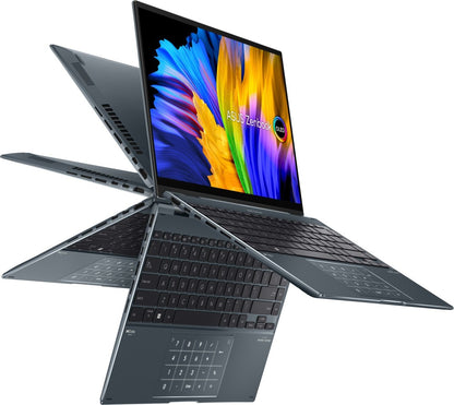 Asus Zenbook Flip 14 OLED Intel H-Series Core i7 12th Gen - (16GB/512GB SSD/Windows 11 Home) UP5401ZA-KN701WS 2 in 1 लैपटॉप - 14 इंच, पाइन ग्रे, 1.40 Kg, MS Office के साथ