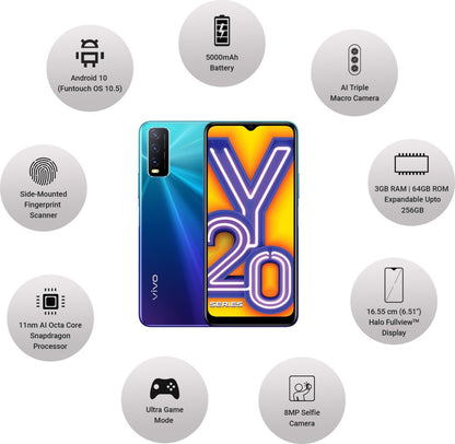 vivo Y20i (Nebula Blue, 64 GB) - 3 GB RAM