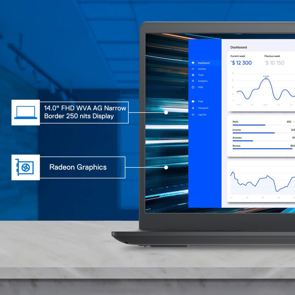 DELL Vostro Ryzen 3 क्वाड कोर 5425U - (8 GB/256 GB SSD/Windows 11 Home) Vostro 3425 पतला और हल्का लैपटॉप - 14 इंच, कार्बन ब्लैक, 1.48 kg, MS Office के साथ