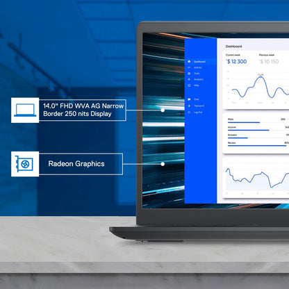 DELL Vostro Ryzen 3 क्वाड कोर 5425U - (8 GB/256 GB SSD/Windows 11 Home) Vostro 3425 पतला और हल्का लैपटॉप - 14 इंच, कार्बन ब्लैक, 1.48 kg, MS Office के साथ