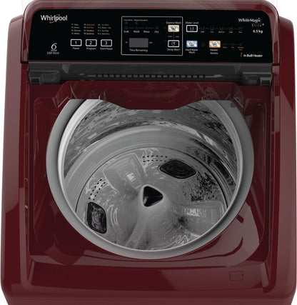 Whirlpool 6.5 kg Fully Automatic Top Load Washing Machine with In-built Heater Maroon - WHITEMAGIC ELITE PLUS 6.5 WINE 10YMW