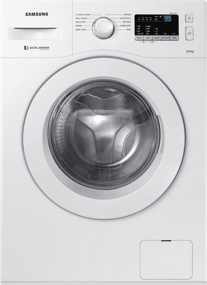 SAMSUNG 6 kg Inverter Fully Automatic Front Load Washing Machine with In-built Heater White - WW60M206LMW/TL