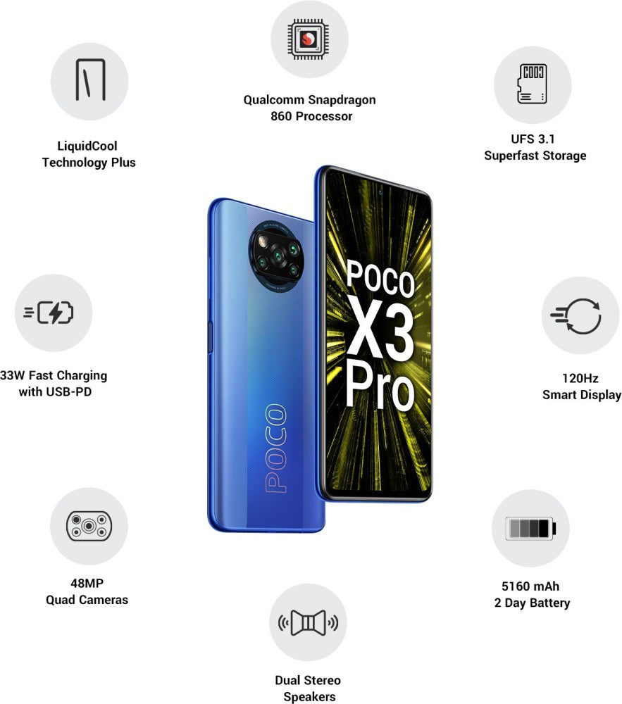 POCO X3 Pro (स्टील ब्लू, 128 जीबी) - 6 जीबी रैम