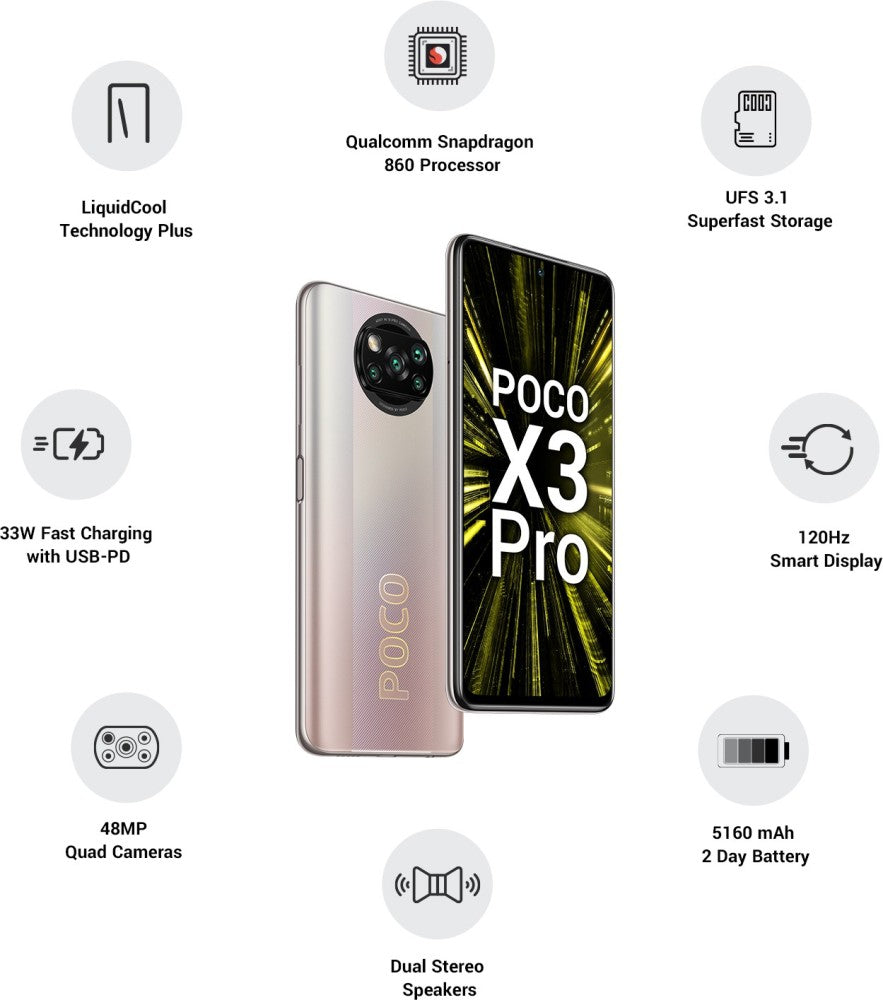 POCO X3 Pro (गोल्डन ब्रॉन्ज़, 128 जीबी) - 8 जीबी रैम