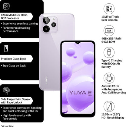 LAVA YUVA 2 PRO (LAVENDER, 64 GB) - 6 GB RAM